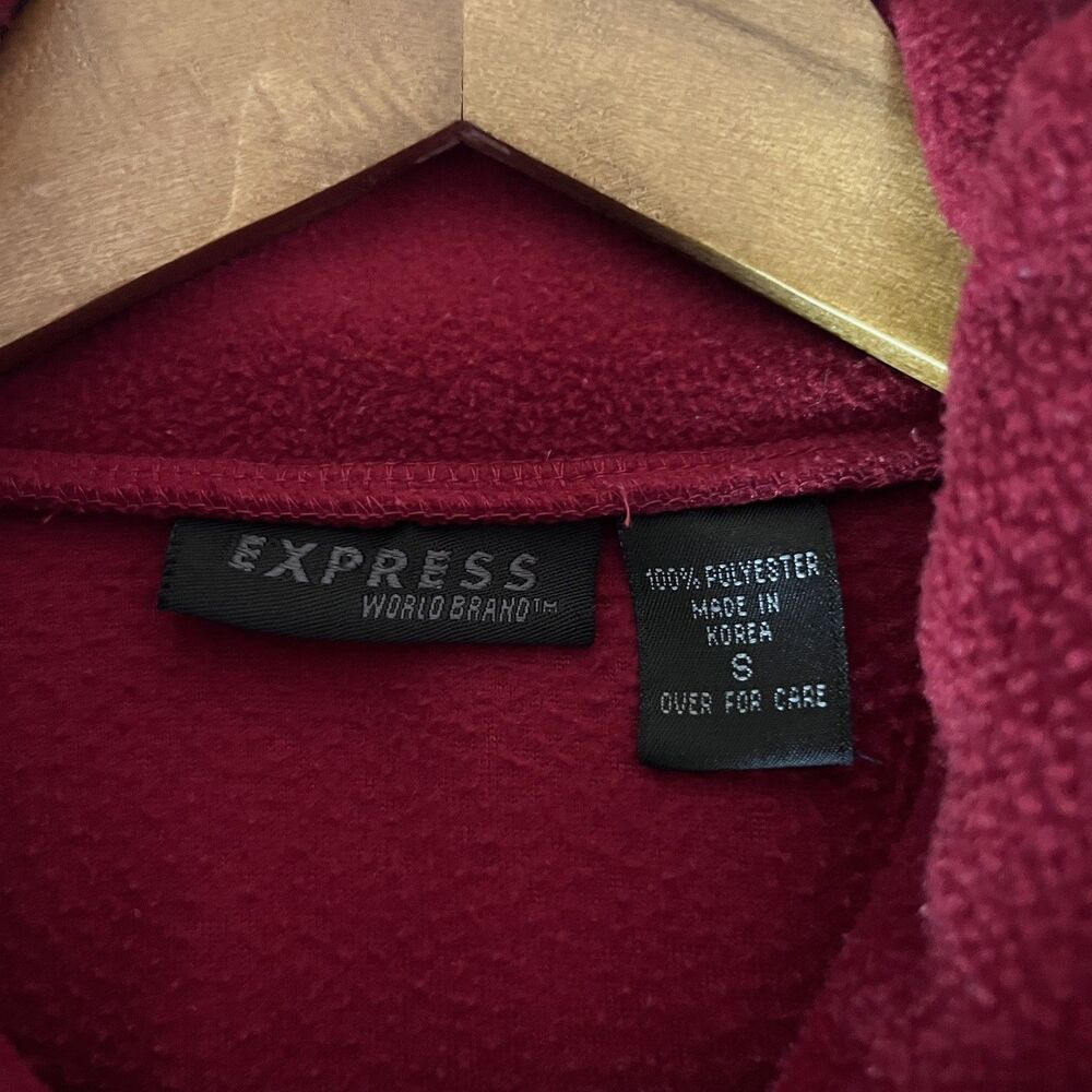 Vintage Y2K Express World Brand Fleece Vest Womens S Hooded Red 90’s Gorpcore - Picture 11 of 16
